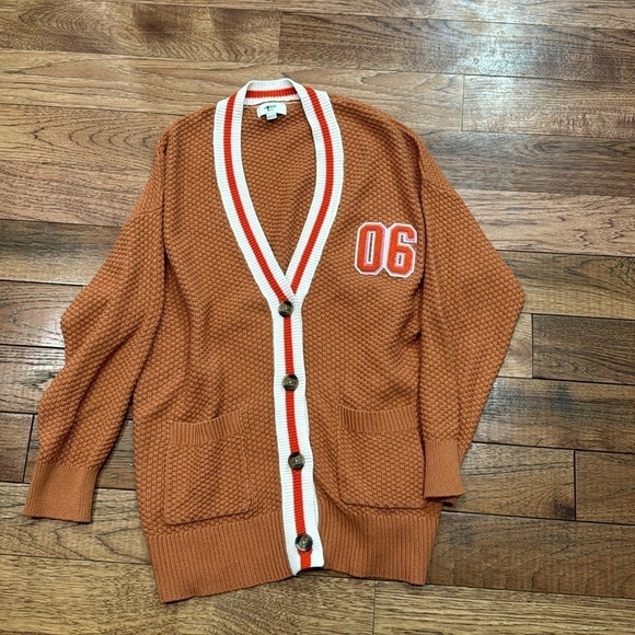 NWOT Aerie Varsity Cardigan Brown medium - Picture 3 of 14